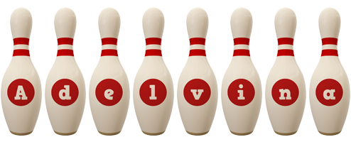 Adelvina bowling-pin logo