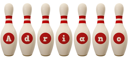 Adriano bowling-pin logo