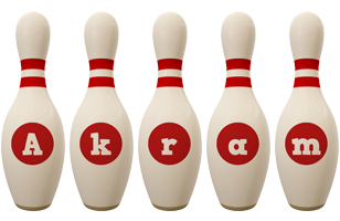 Akram bowling-pin logo