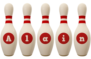 Alain bowling-pin logo