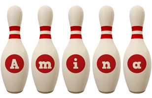 Amina bowling-pin logo