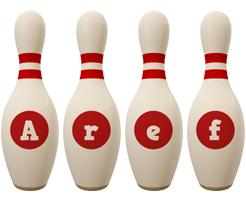 Aref bowling-pin logo
