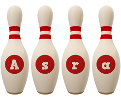 Asra bowling-pin logo