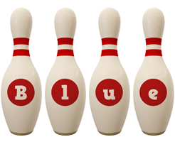 Blue bowling-pin logo