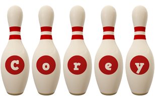 Corey bowling-pin logo