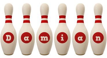 Damian bowling-pin logo