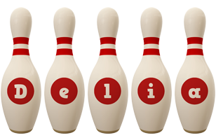 Delia bowling-pin logo
