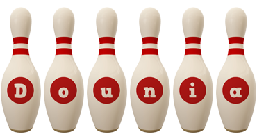 Dounia bowling-pin logo