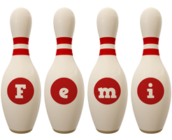 Femi bowling-pin logo