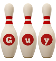 Guy bowling-pin logo
