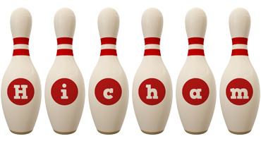 Hicham bowling-pin logo
