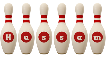 Hussam bowling-pin logo