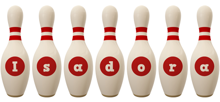 Isadora bowling-pin logo