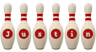 Justin bowling-pin logo