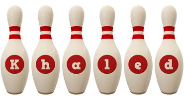 Khaled bowling-pin logo