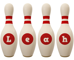 Leah bowling-pin logo