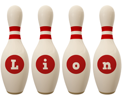 Lion bowling-pin logo