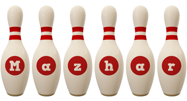 Mazhar bowling-pin logo