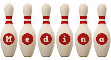 Medina bowling-pin logo