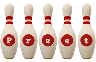 Preet bowling-pin logo