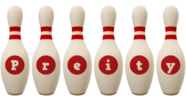 Preity bowling-pin logo