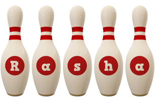 Rasha bowling-pin logo