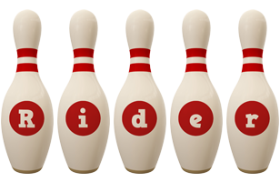 Rider bowling-pin logo