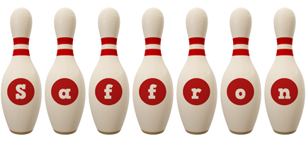 Saffron bowling-pin logo