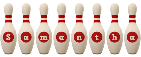 Samantha bowling-pin logo