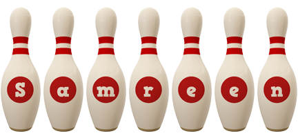 Samreen bowling-pin logo