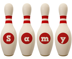 Samy bowling-pin logo