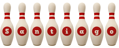 Santiago bowling-pin logo