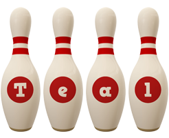 Teal bowling-pin logo