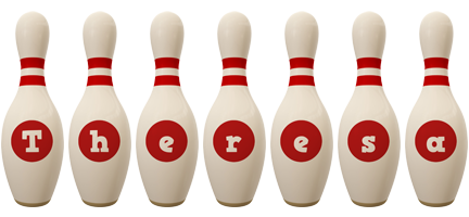 Theresa bowling-pin logo