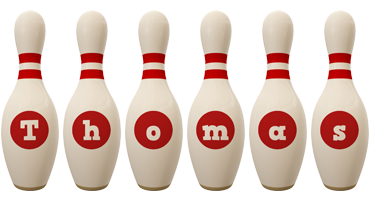 Thomas bowling-pin logo