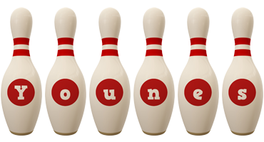 Younes bowling-pin logo