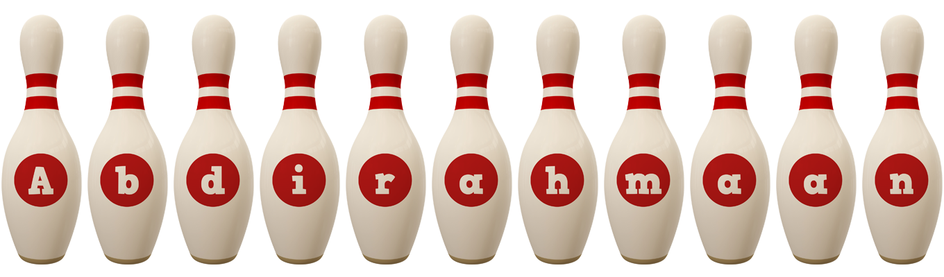 Abdirahmaan bowling-pin logo