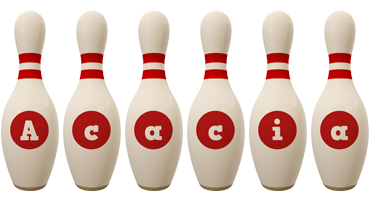 Acacia bowling-pin logo