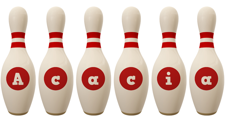 Acacia bowling-pin logo