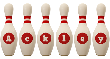 Ackley bowling-pin logo