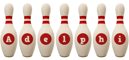 Adelphi bowling-pin logo