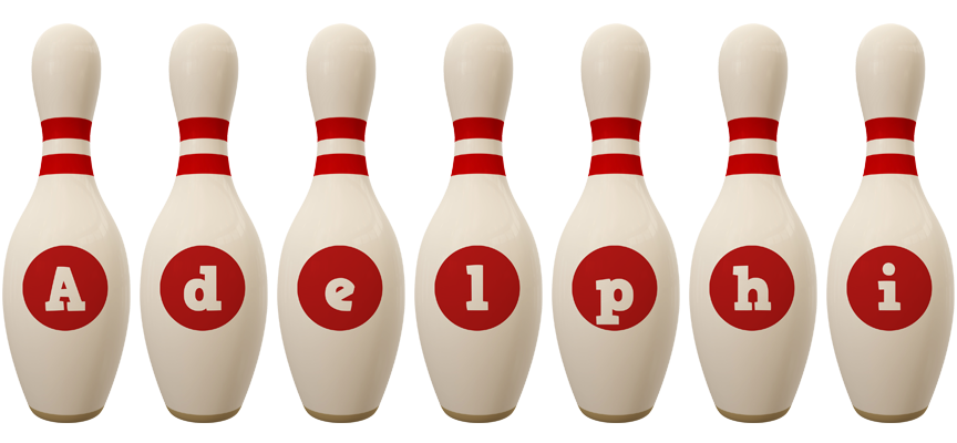 Adelphi bowling-pin logo