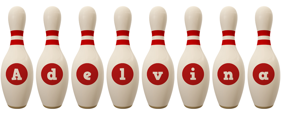 Adelvina bowling-pin logo