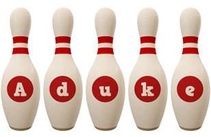 Aduke bowling-pin logo
