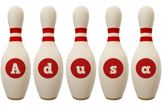Adusa bowling-pin logo