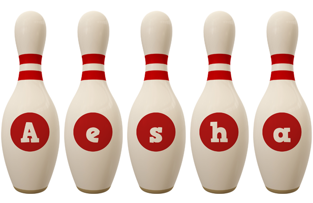 Aesha bowling-pin logo
