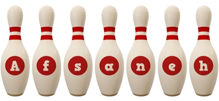 Afsaneh bowling-pin logo