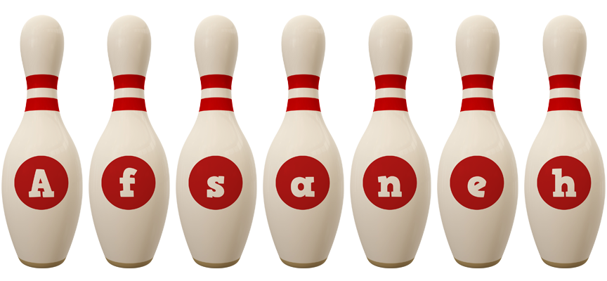 Afsaneh bowling-pin logo