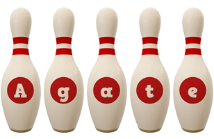 Agate bowling-pin logo