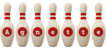 Agnette bowling-pin logo